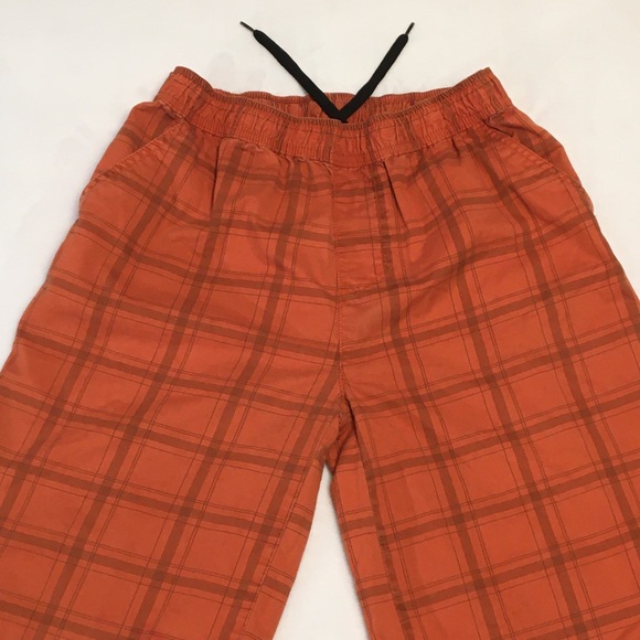 VINTAGE-CARGO SUPPLIES- Shorts orange plaid~YOUTH size XL - Picture 1 of 6